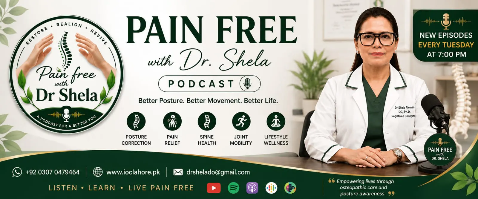 Pain-Free with Dr. Shela - upcoming podcast